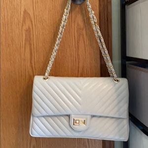 Nude Chevron Quilted Bag
